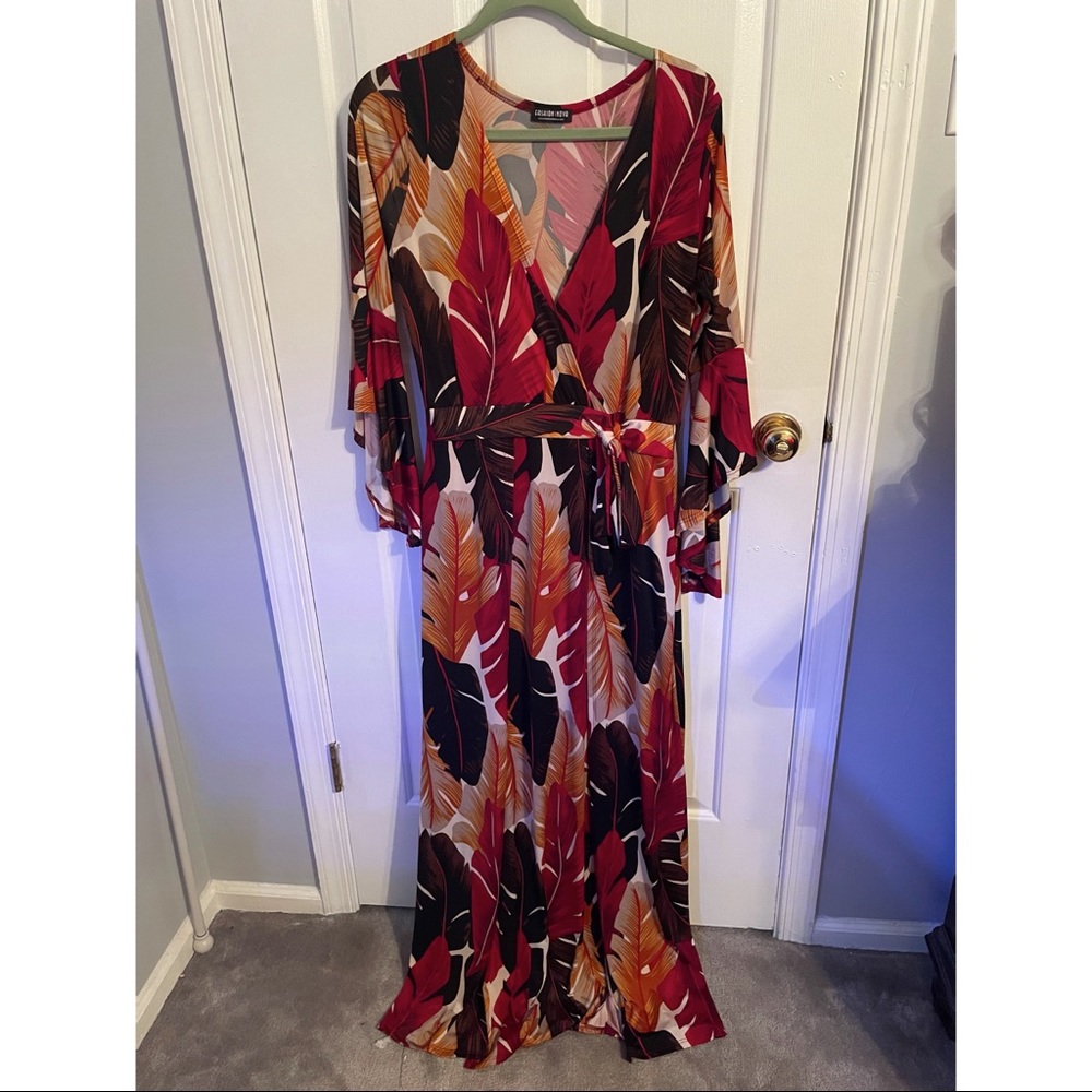 Fashion Nova Maxi High Slit Skort Dress